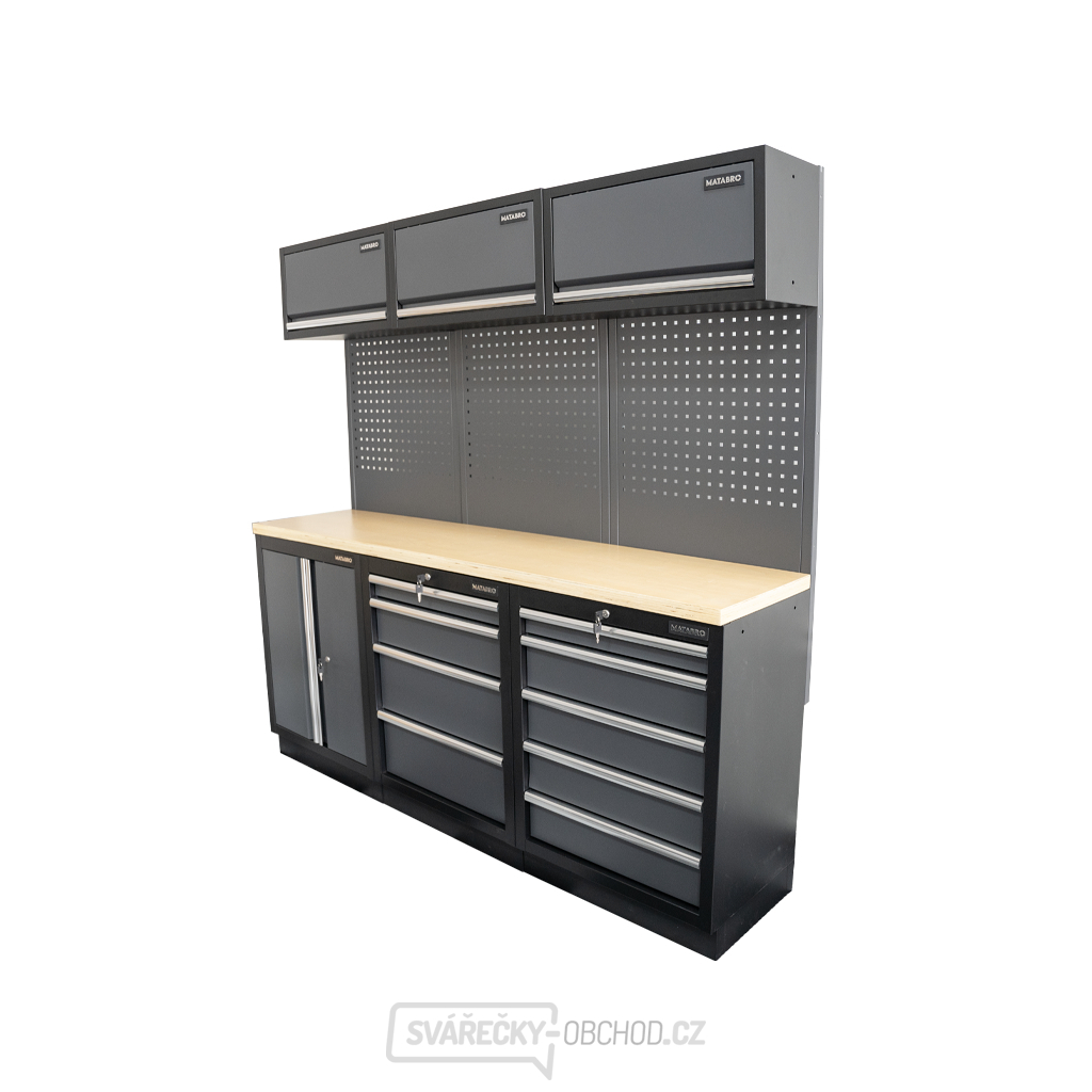 AKČNÍ SET Sestava 6 ks dílenského nábytku SET-CA01027 s dřevěnou pracovní deskou MB-TGW80