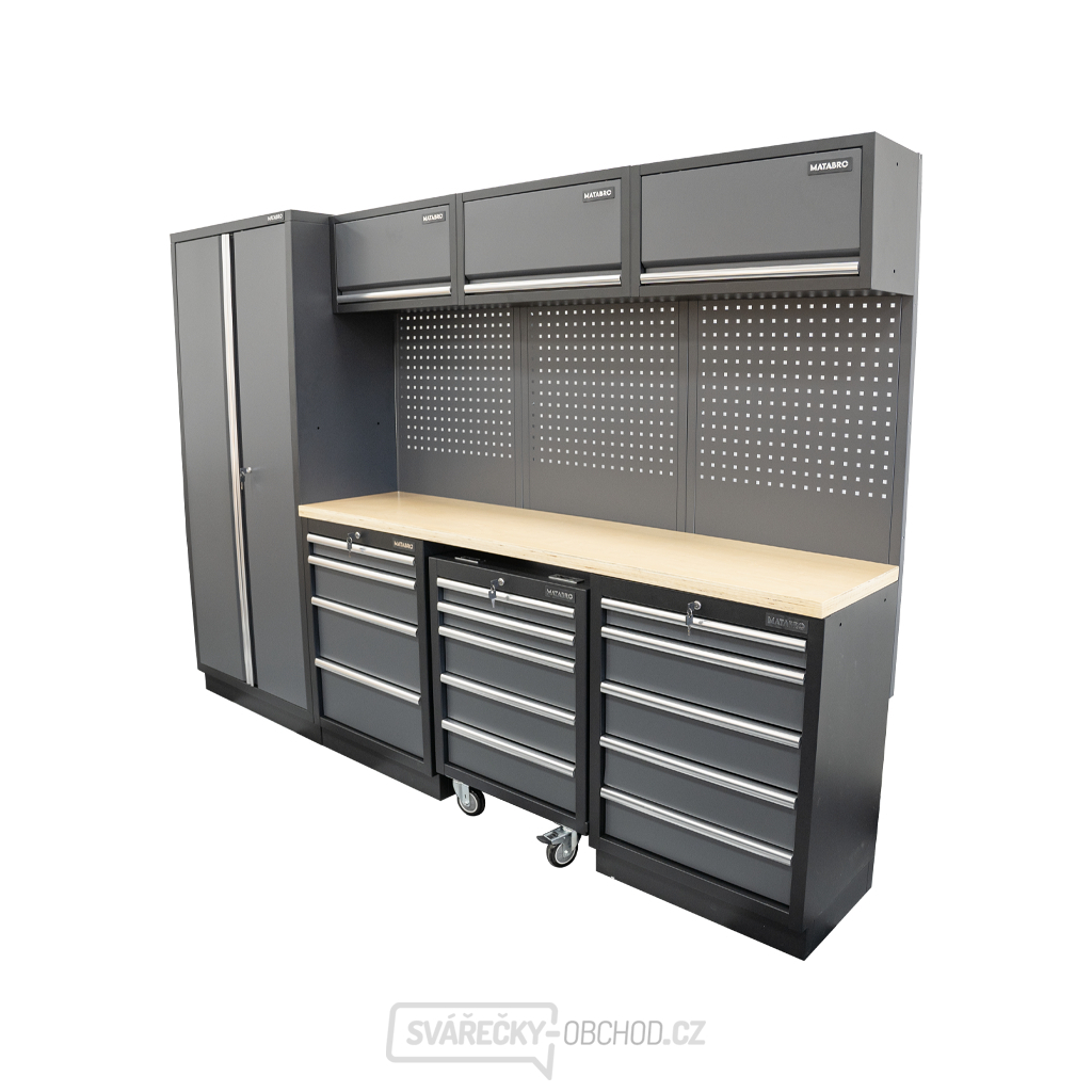 AKČNÍ SET Sestava 7 ks dílenského nábytku SET-CA01029 s dřevěnou pracovní deskou MB-TGW80