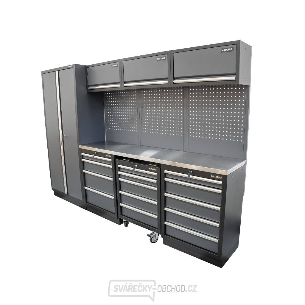 AKČNÍ SET Sestava 7 ks dílenského nábytku SET-CA01030 s nerezovou pracovní deskou MB-TGW80S