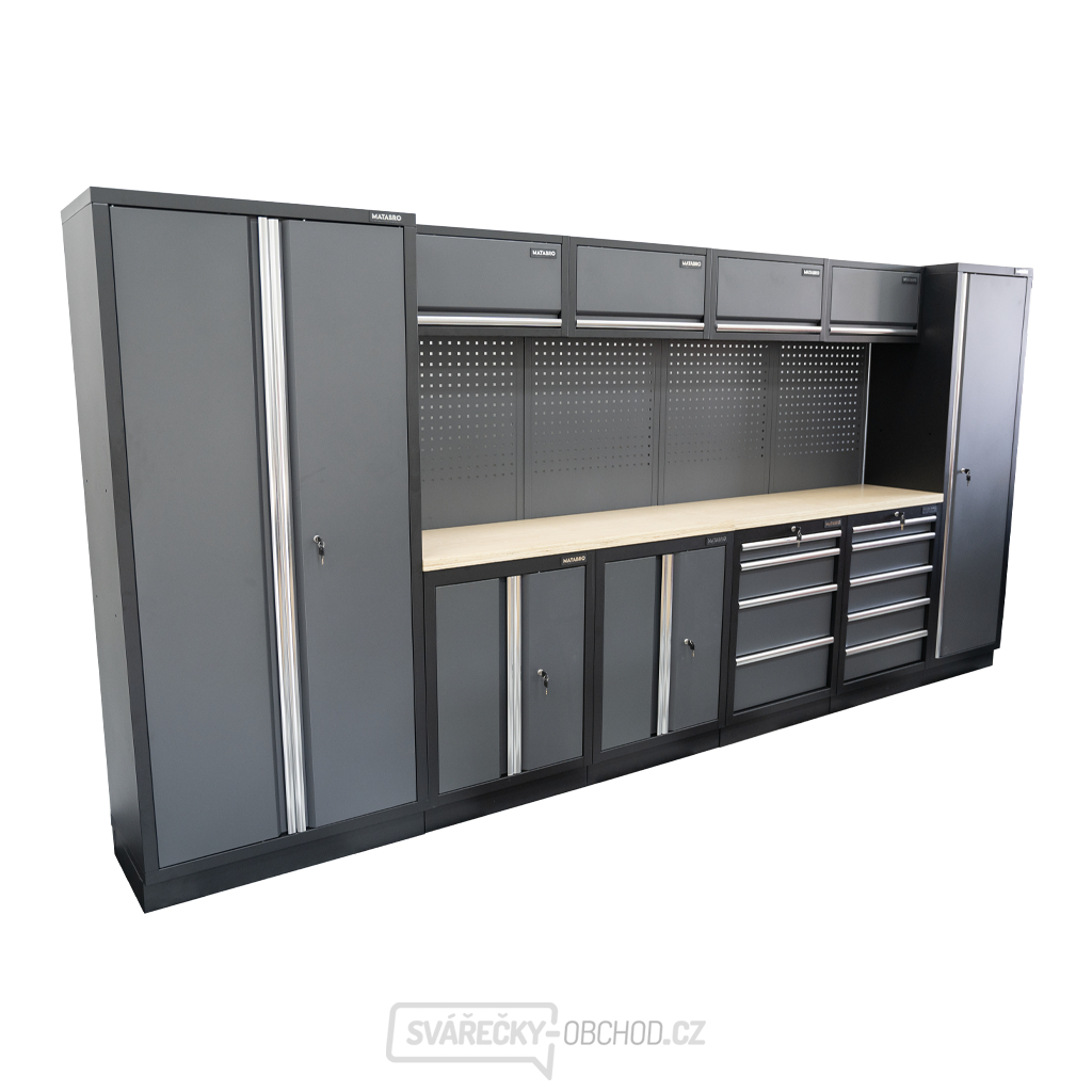 AKČNÍ SET Sestava 10 ks dílenského nábytku SET-CA01031 s dřevěnou pracovní deskou MB-TGW53