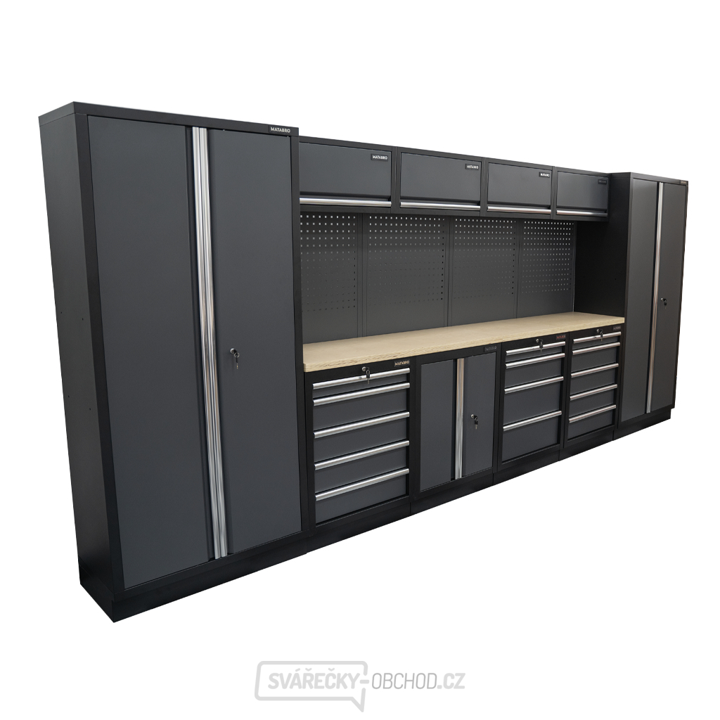 AKČNÍ SET Sestava 10 ks dílenského nábytku SET-CA01033 s dřevěnou pracovní deskou MB-TGW53