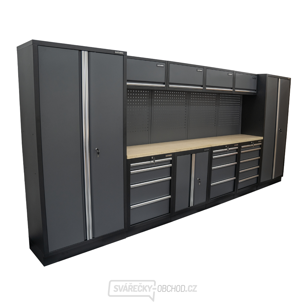 AKČNÍ SET Sestava 10 ks dílenského nábytku SET-CA01035 s dřevěnou pracovní deskou MB-TGW53