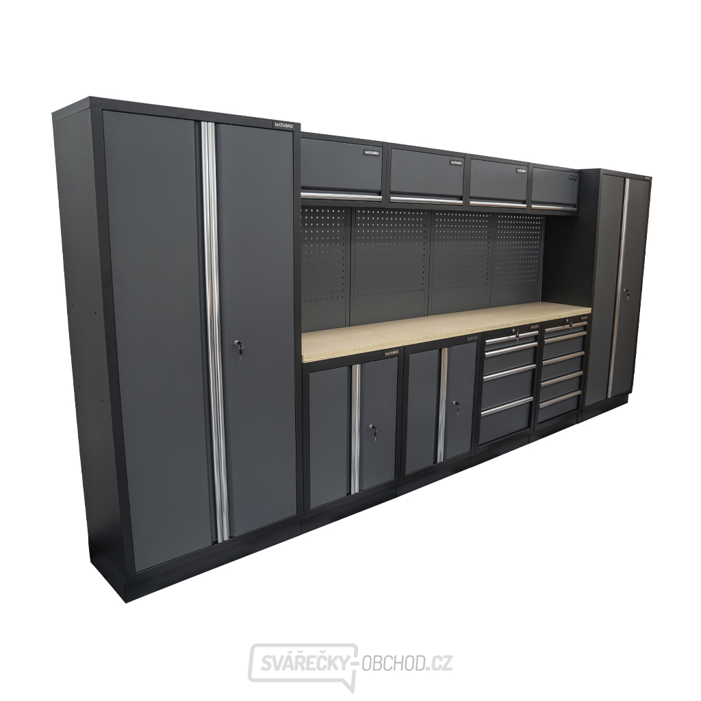 AKČNÍ SET Sestava 10 ks dílenského nábytku SET-CA01039 s dřevěnou pracovní deskou MB-TGW53