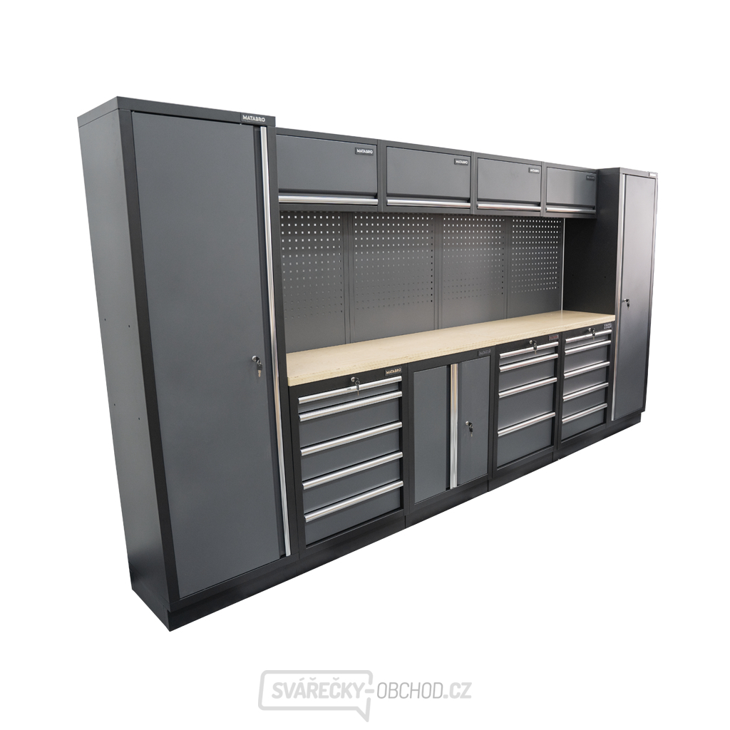 AKČNÍ SET Sestava 10 ks dílenského nábytku SET-CA01043 s dřevěnou pracovní deskou MB-TGW53 AKČNÍ SET Sestava 10 ks dílenského nábytku SET-CA01043 s dřevěnou pracovní deskou MB-TGW53 gallery main image