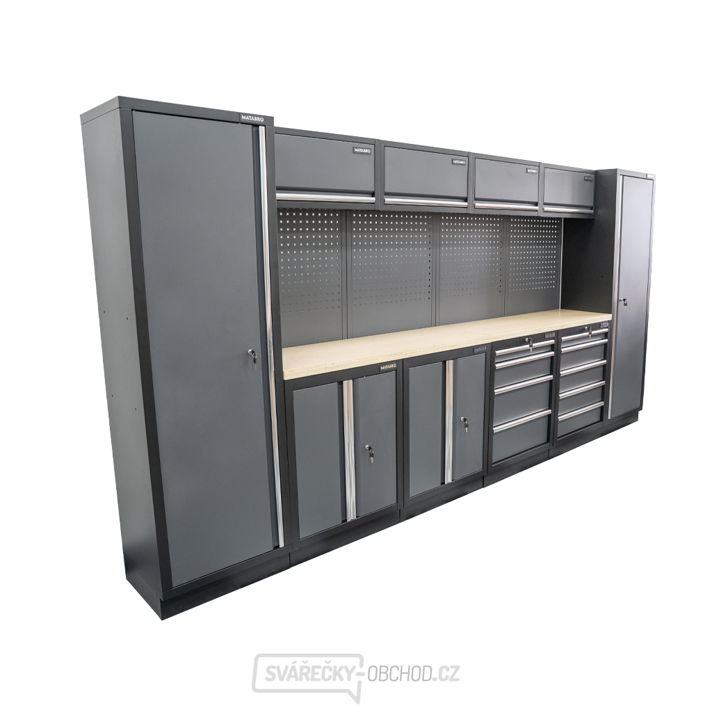 AKČNÍ SET Sestava 10 ks dílenského nábytku SET-CA01049 s dřevěnou pracovní deskou MB-TGW53