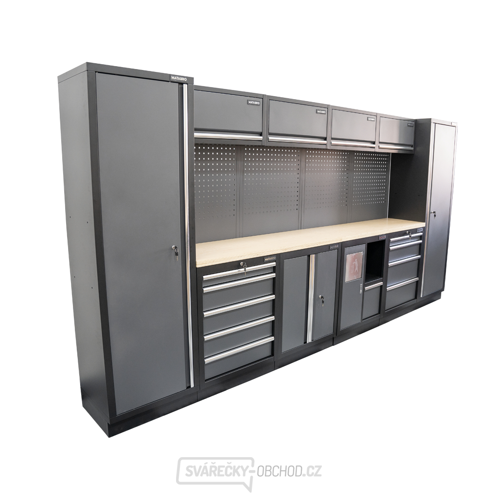 AKČNÍ SET Sestava 10 ks dílenského nábytku SET-CA01051 s dřevěnou pracovní deskou MB-TGW53