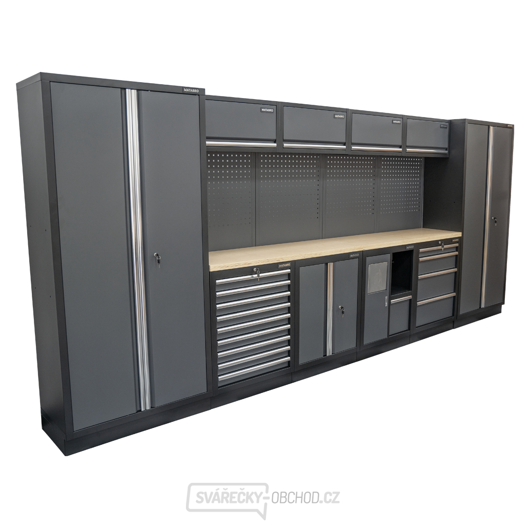 AKČNÍ SET Sestava 10 ks dílenského nábytku SET-CA01053 s dřevěnou pracovní deskou MB-TGW53