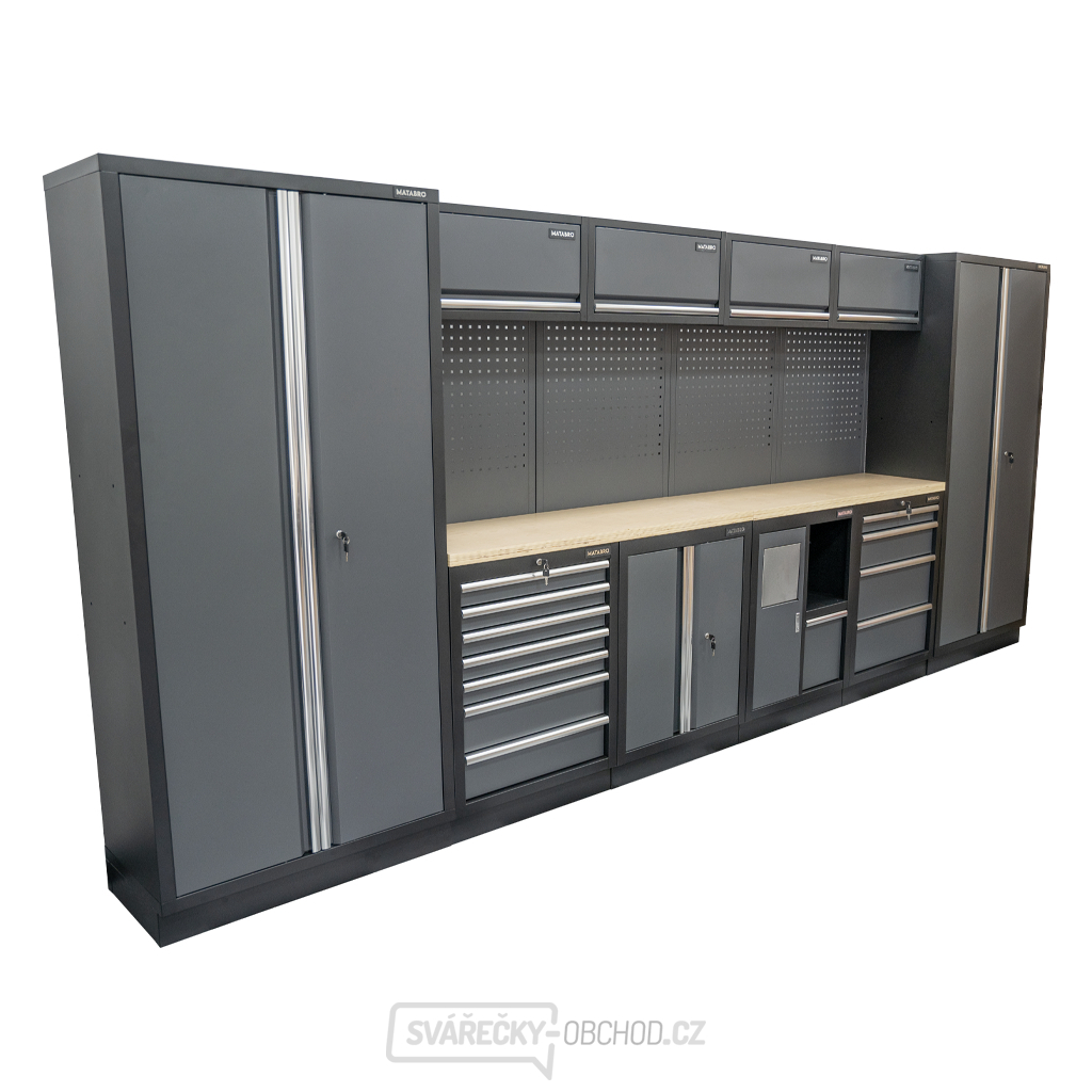 AKČNÍ SET Sestava 10 ks dílenského nábytku SET-CA01055 s dřevěnou pracovní deskou MB-TGW53