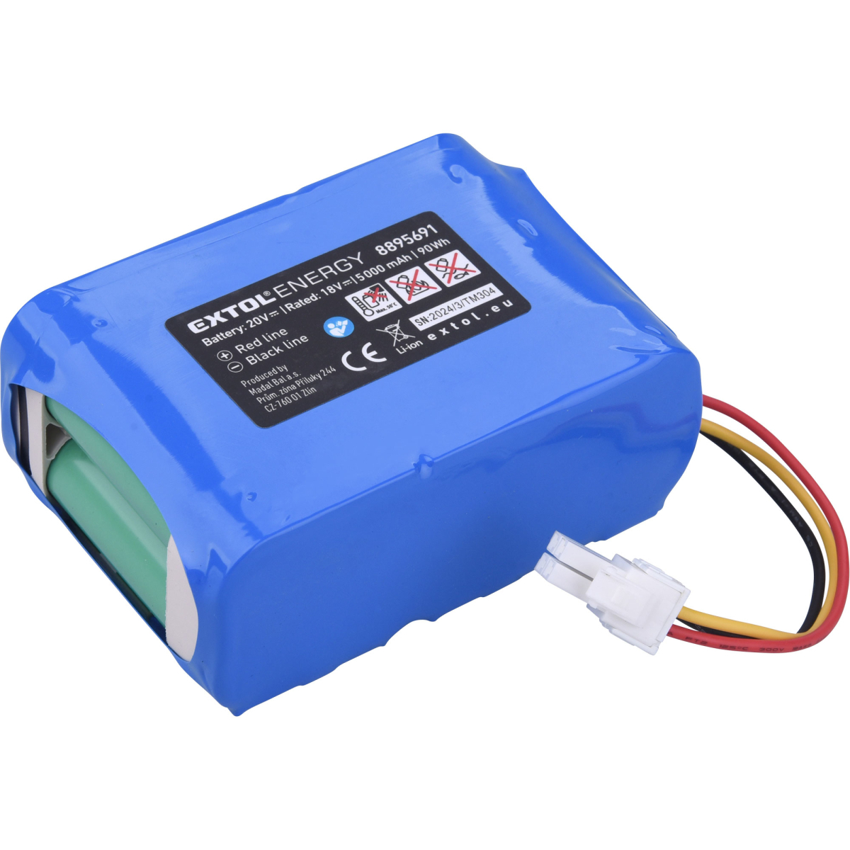 Levně Baterie Extol, 20V Li-ion, 5Ah 8895691