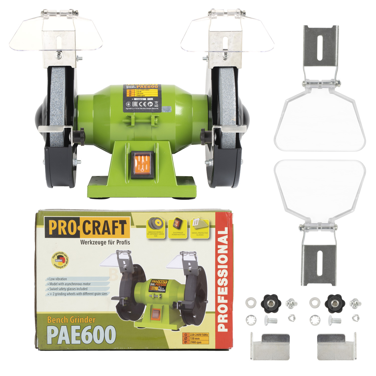 Bruska stolní dvoukotoučová PROCRAFT PAE600, 150W | PAE600 PAE600