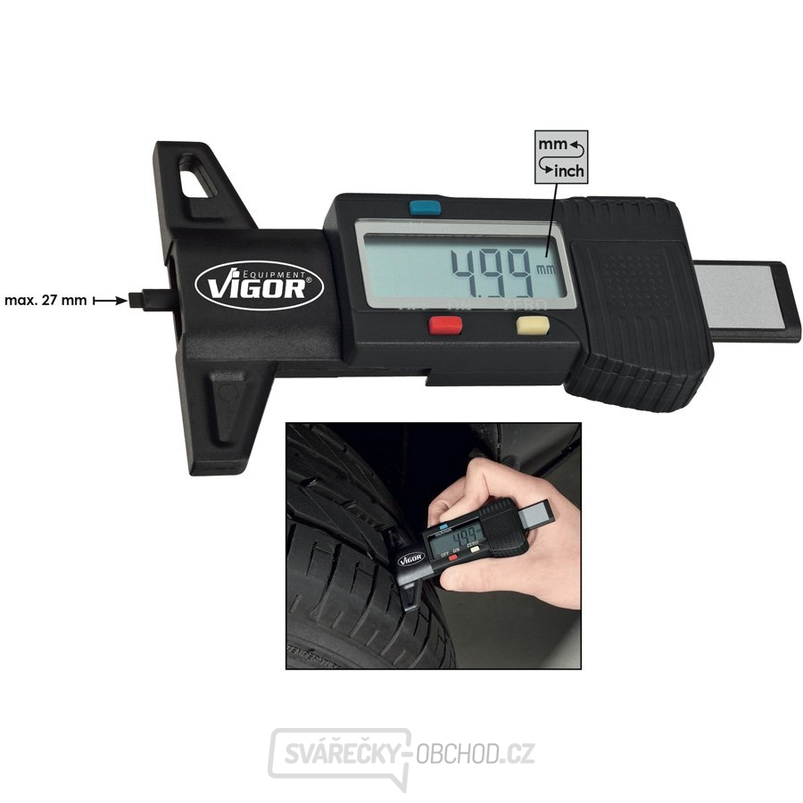 Digitální měřič hloubky profilu pneumatik VIGOR V1584 Digitální měřič hloubky profilu pneumatik VIGOR V1584 gallery main image