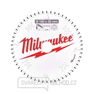 Řezný kotouč 190 mm na Al Milwaukee CSB P Alu 190 x 30 x 2.4 x 54TF negativní gallery main image