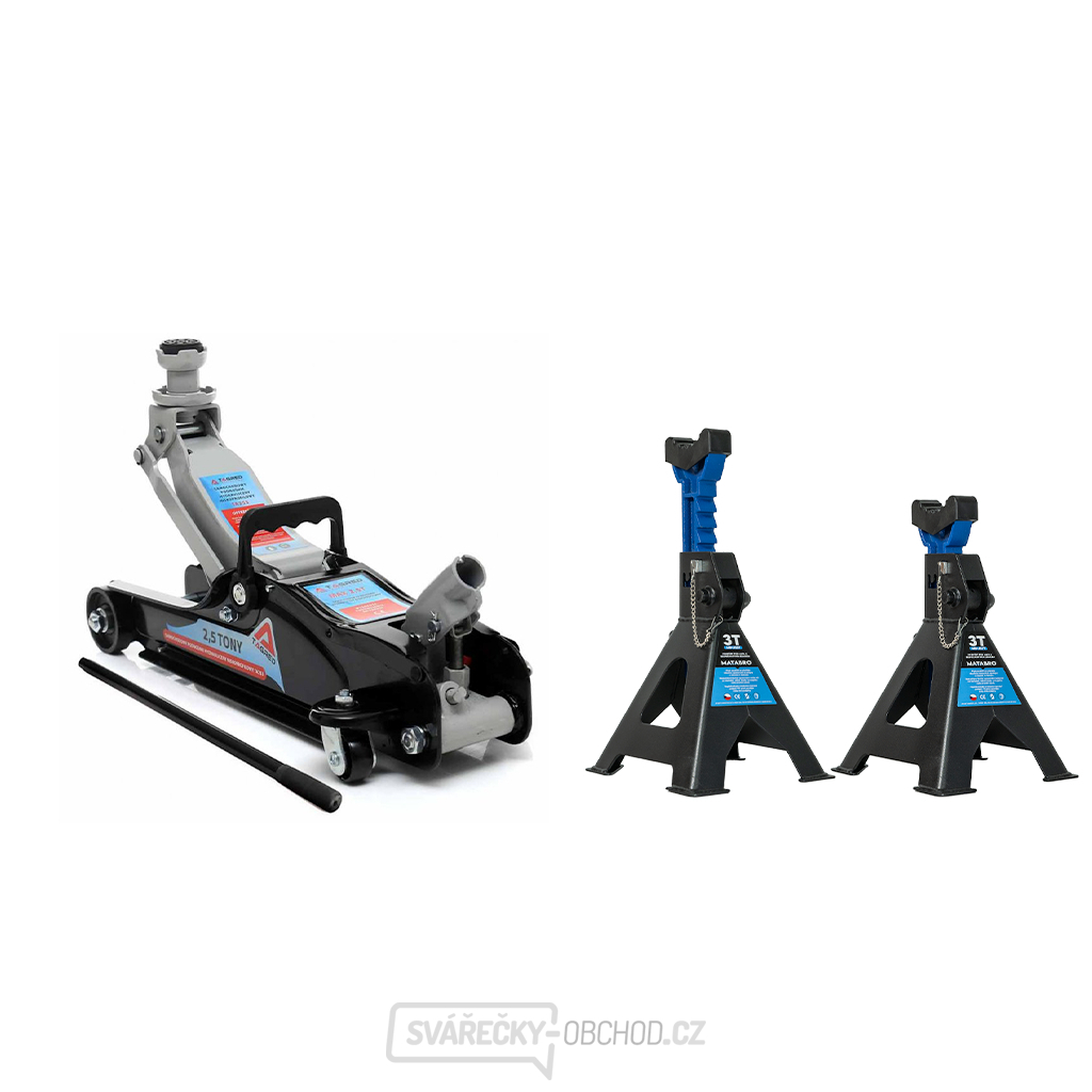 AKČNÍ SET Hydraulický nízkoprofilový zvedák (hever) 2,5t TA253 s podpěrami 3t MB-JS3T