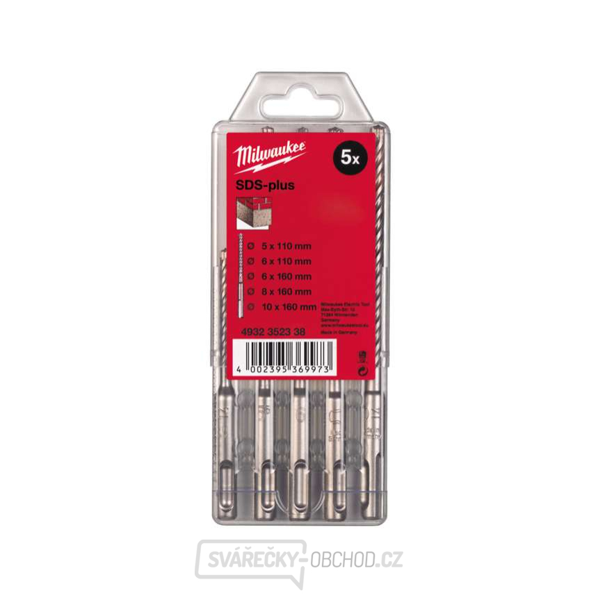 Vrtáky M2 SDS Plus Milwaukee (dvoubřité) průměr  5 ÷ 10 mm, Sada 5 ks, 4932352338