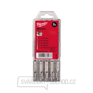 Vrtáky M2 SDS Plus Milwaukee (dvoubřité) průměr  5 ÷ 10 mm, Sada 5 ks, 4932352338 Vrtáky M2 SDS Plus Milwaukee (dvoubřité) průměr  5 ÷ 10 mm, Sada 5 ks, 4932352338 gallery main image