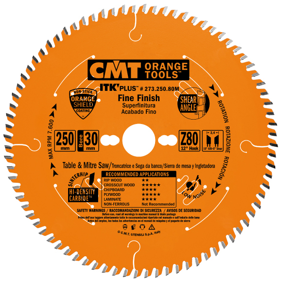 CMT Orange Tools CMT ITK Ultra tenký kotouč pro příčné finální řezy - D250x2,4 d30 Z80 HW C27325080M