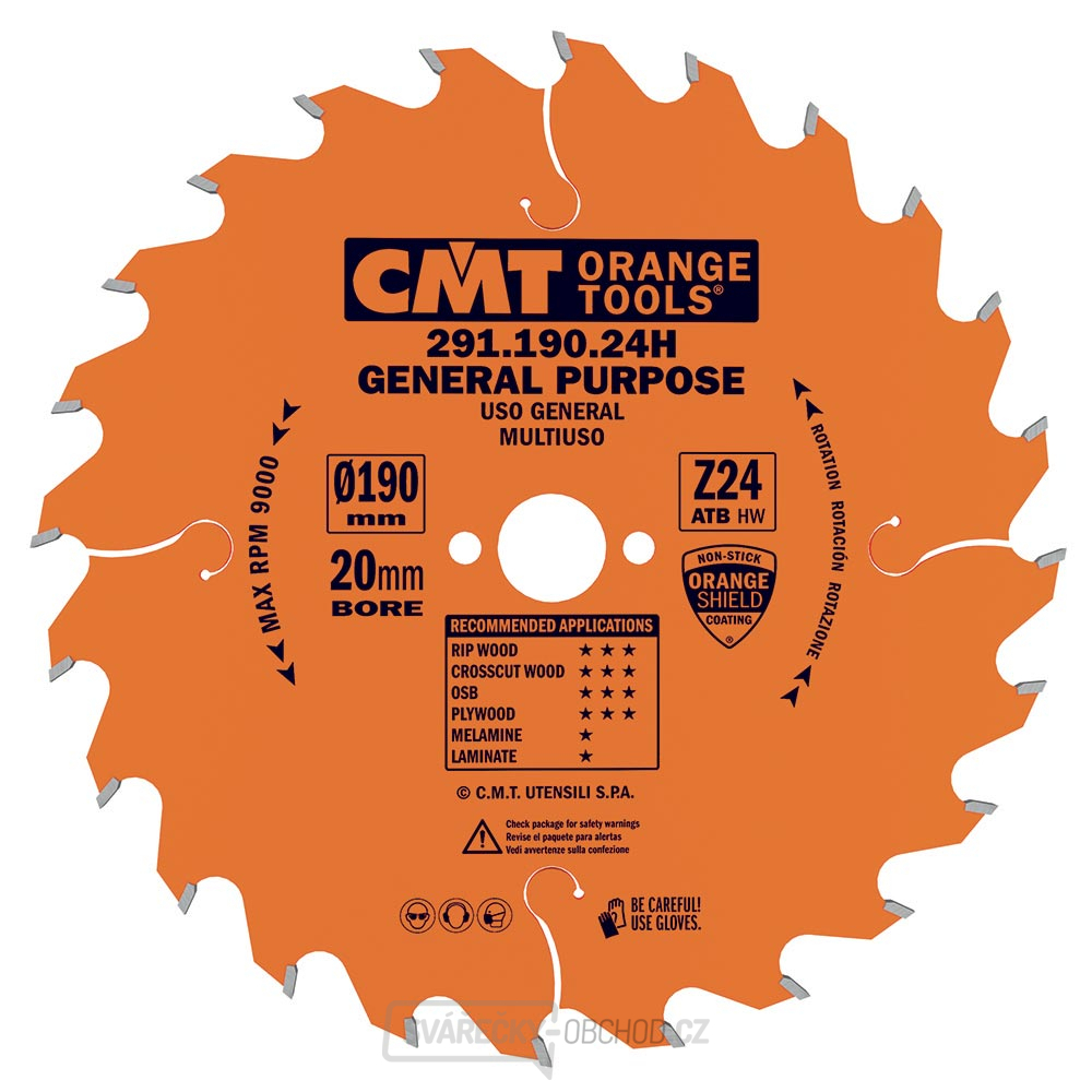 CMT Orange Pilový kotouč pro elektronářadí univerzální - D190x2,6 d20 Z24 HW