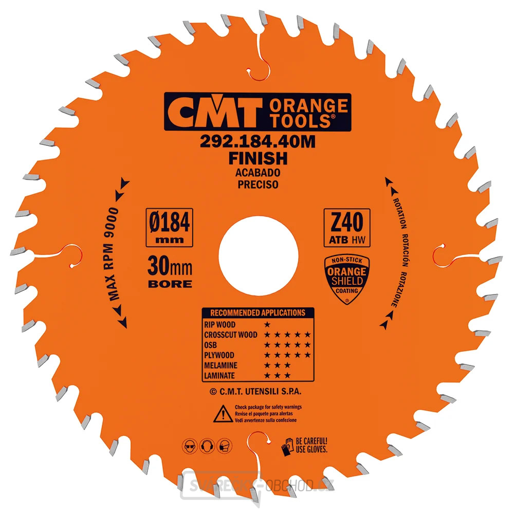 CMT Orange Pilový kotouč pro elektronářadí, finální řez - D184x2,6 d16 Z40 HW
