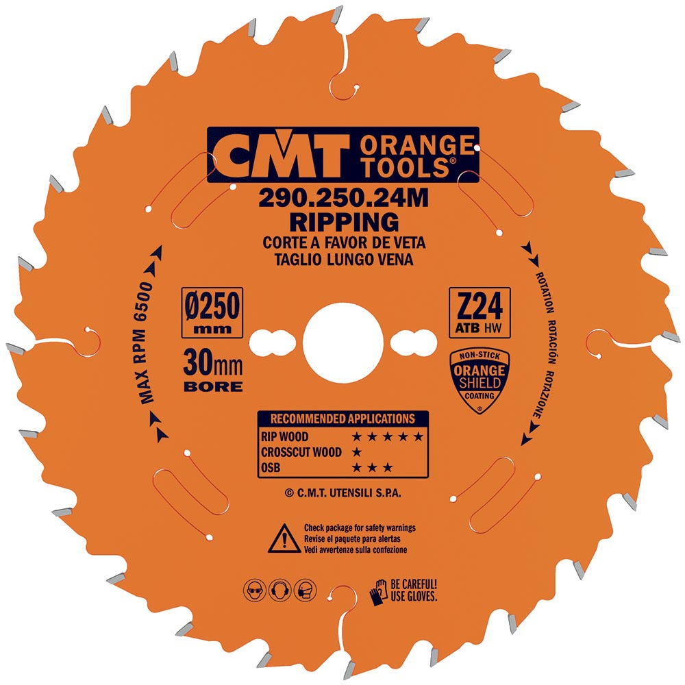CMT Orange Pilový kotouč pro podélné řezy - D250x2,8 d30 Z24 HW C29025024M