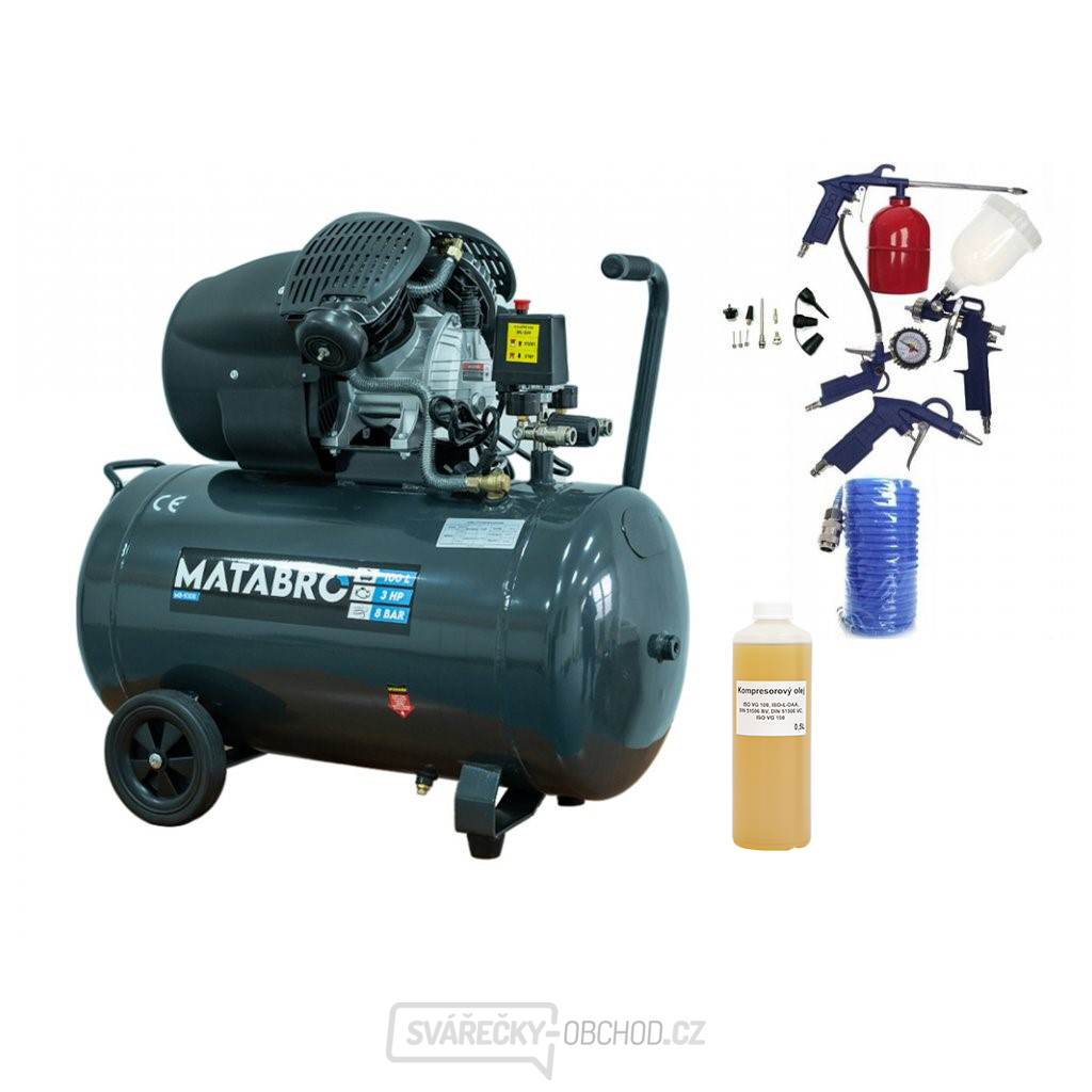 AKČNÍ SET SETMB-K108, Olejový kompresor 100l, 230V s příslušenstvím | 3500W | Matabro