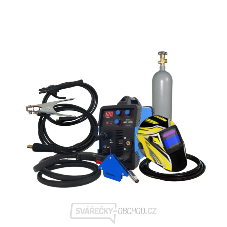 Sherman Svářecí Invertor MIG 180FL + Hořák + kabely + kukla KWX3 + magnet + plná lahev CO2