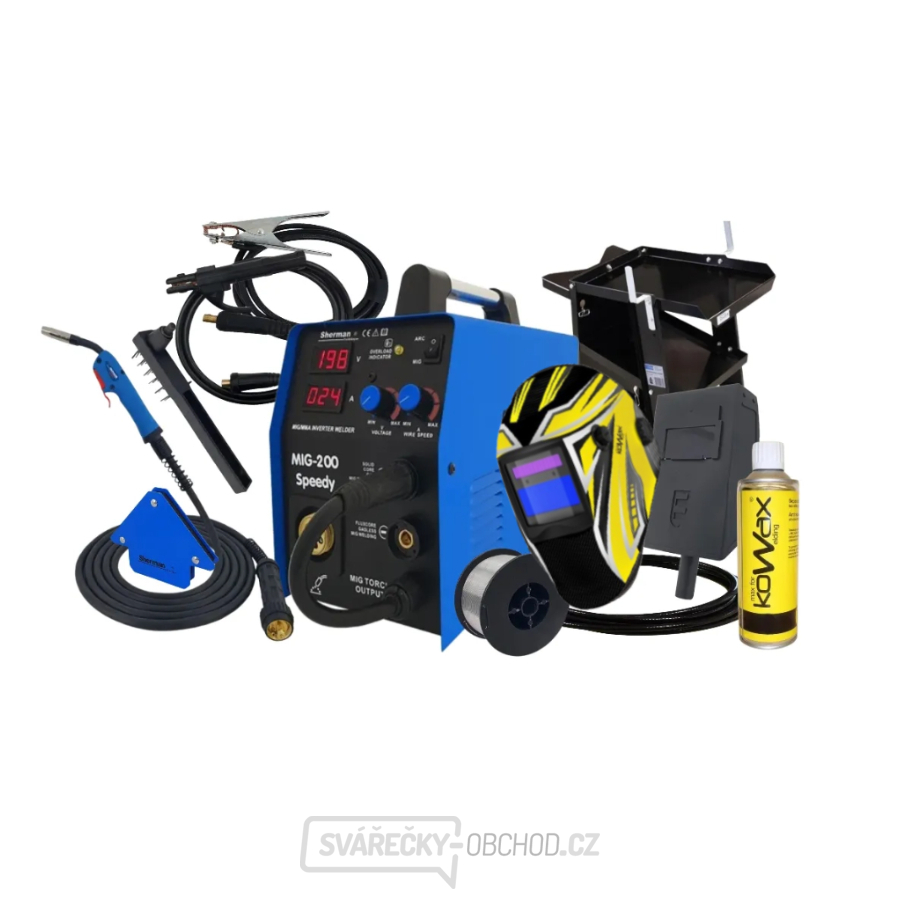 Sherman MIG 200 Speedy  Hořák + kabely + kukla + vozík + magnet+ sprej + trub.drát