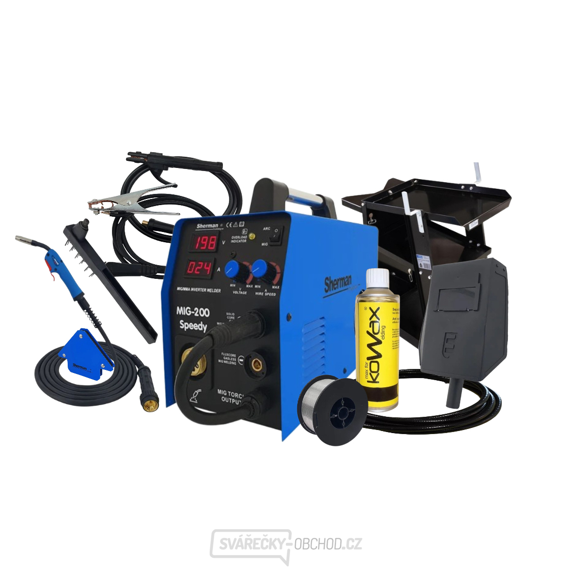 Sherman MIG 200 Speedy Hořák + kabely + vozík + magnet + sprej + trub.drát