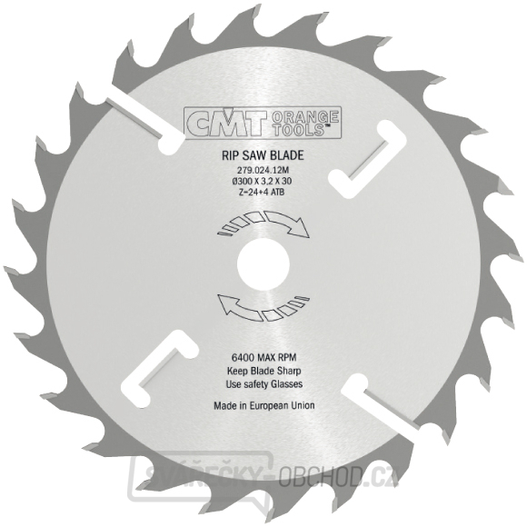 CMT Industrial Rozmítací kotouč s vyklizovacím zubem - D300x3,2 d30 Z24+4 MEC HW