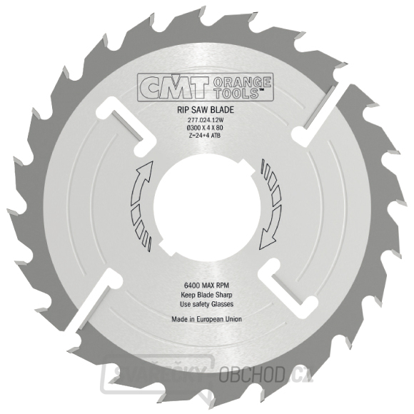 CMT Industrial Rozmítací kotouč s vyklizovacím zubem, zesílený - D300x4 d30 Z24+4 MEC HW