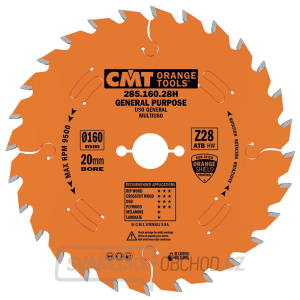 CMT Orange Industrial Pilový kotouč pro podélné a příčné řezy - D160x2,2 d20 Z28 HW Odhlučněný CMT Orange Industrial Pilový kotouč pro podélné a příčné řezy - D160x2,2 d20 Z28 HW Odhlučněný gallery main image