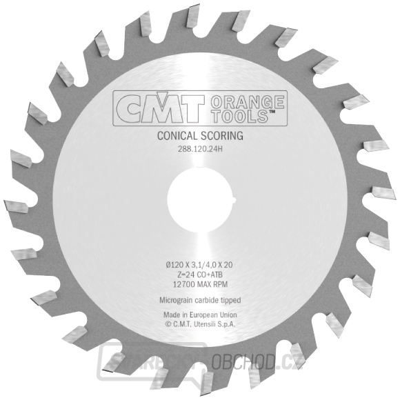 CMT Předřezový kotouč kónický - D100x3,1-4,0 d20 Z20 HW CMT Předřezový kotouč kónický - D100x3,1-4,0 d20 Z20 HW gallery main image