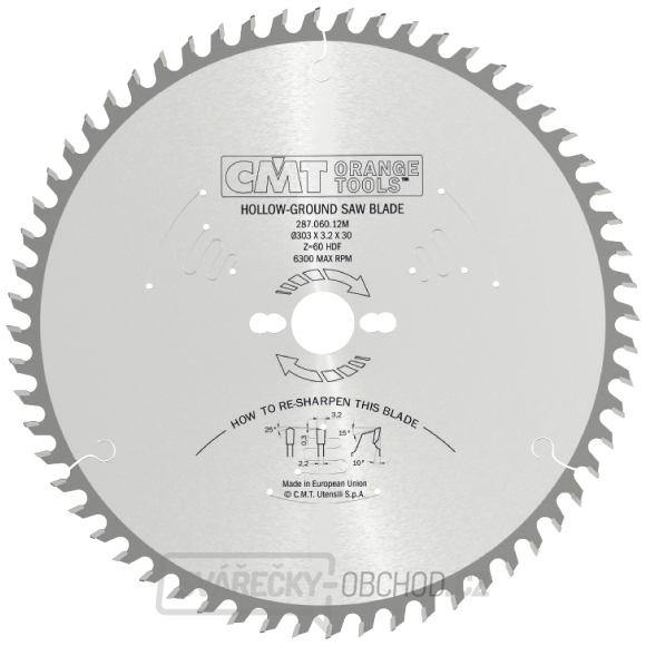 CMT Industrial C287 Pilový kotouč na lamino bez předřezu - D160x2,6 d20 Z34 HW
