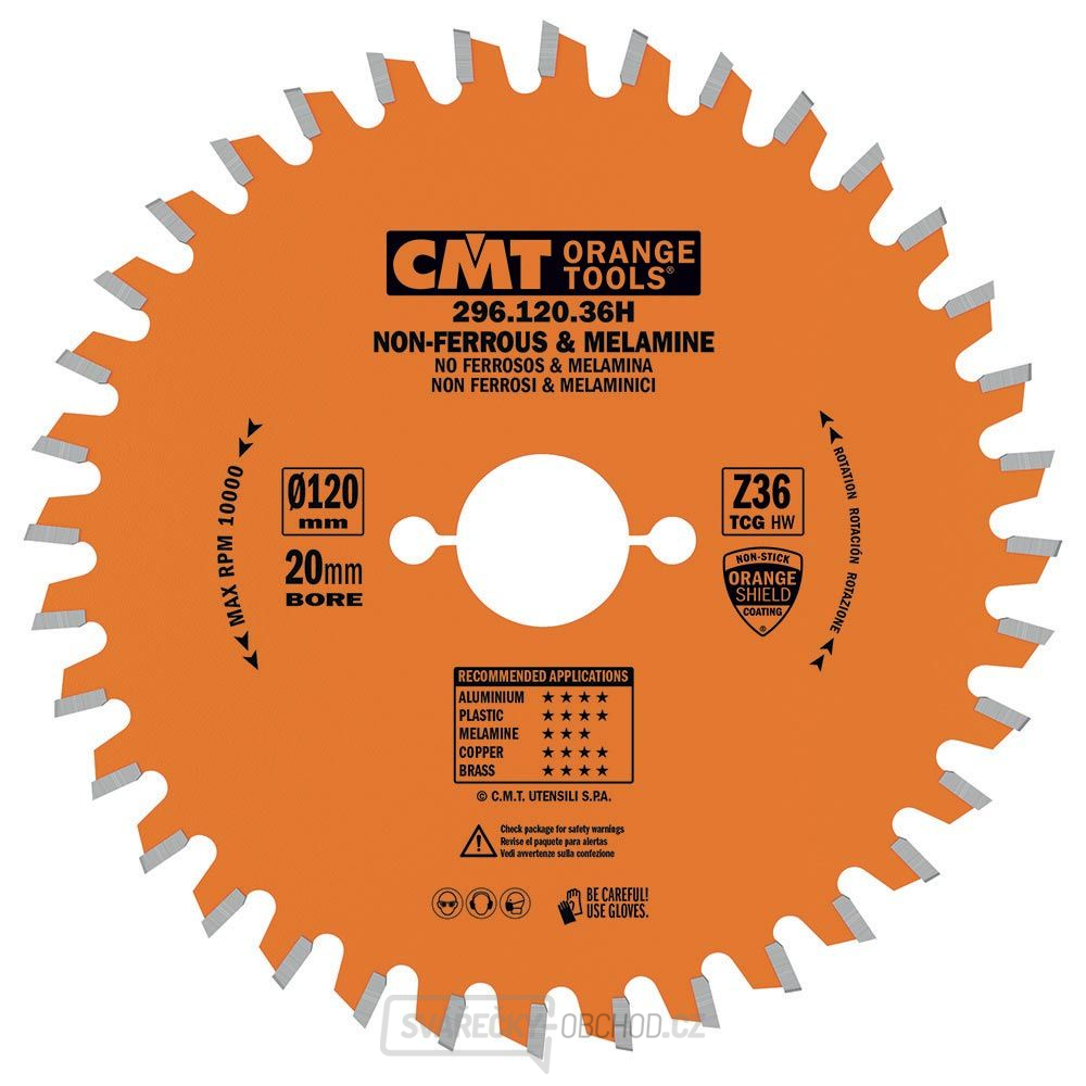 CMT Orange Pilový kotouč na lamino, plast a neželezné kovy - D120x1,8 d20 Z36 HW