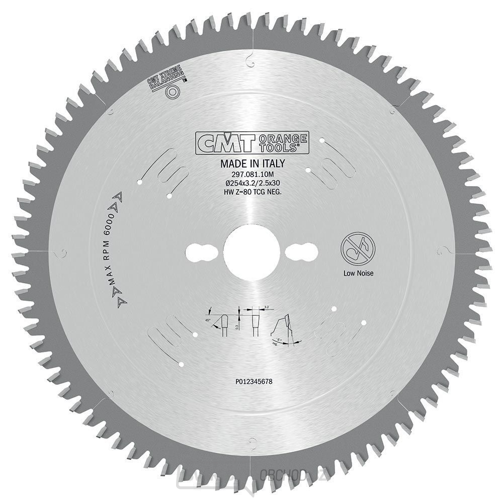 CMT Pilový kotouč na lamino, plast a neželezné kovy - D250x3,2 d32 Z80 HW Odhlučněný