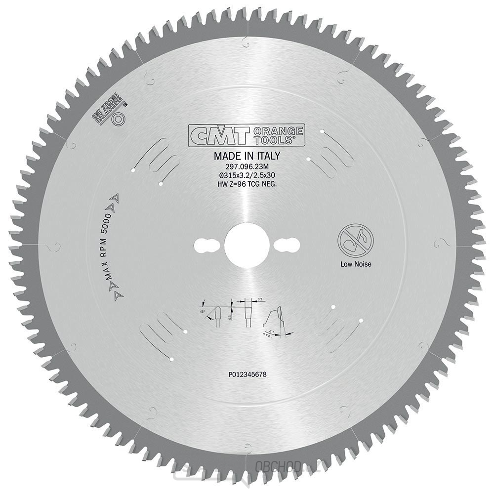CMT Pilový kotouč na lamino, plast a neželezné kovy - D315x3,2 d30 Z96 HW Odhlučněný