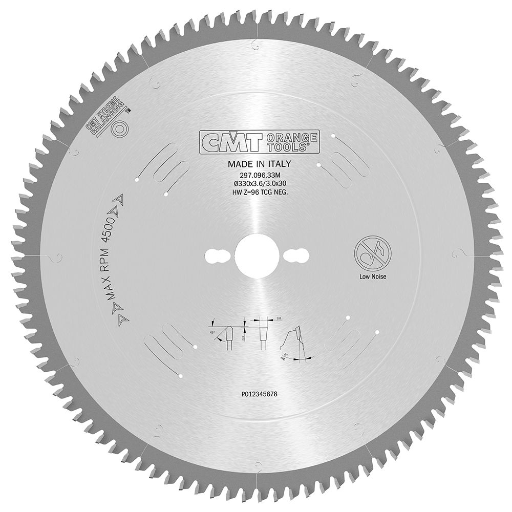 CMT Pilový kotouč na lamino, plast a neželezné kovy - D330x3,2 d30 Z96 HW Odhlučněný C29709633M