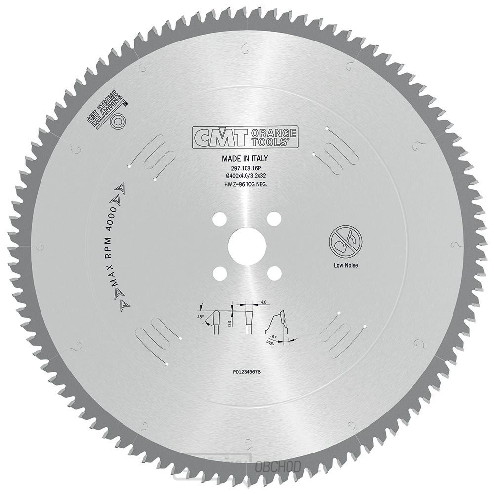 CMT Pilový kotouč na lamino, plast a neželezné kovy - D400x4 d30 Z120 HW Odhlučněný