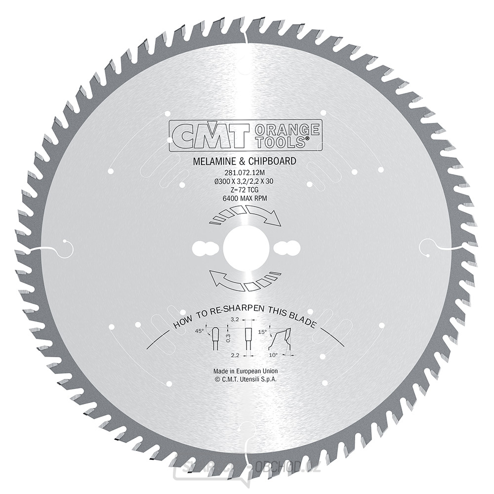 CMT XTreme Pilový kotouč na lamino a DTD - D300x3,2 d30 Z72 HW