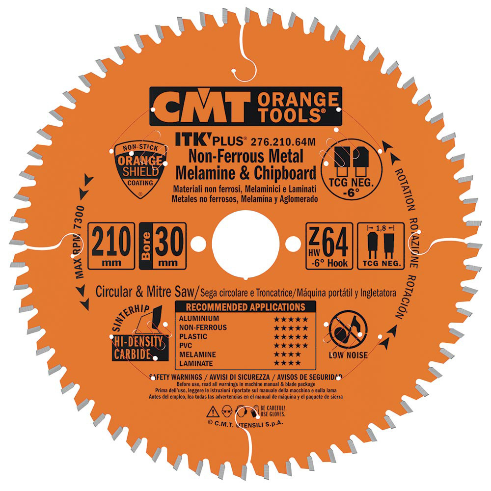 CMT ITK Ultra tenký kotouč na lamino, plast a neželezné kovy - D210x1,8 d30 Z64 HW 276.210.64M