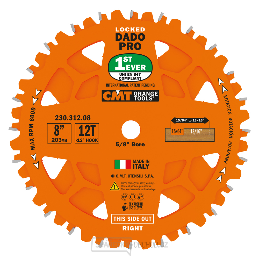 CMT Sada drážkovacích kotoučů DADO PRO - D203x6,2-20 d15,87 Z12 HW