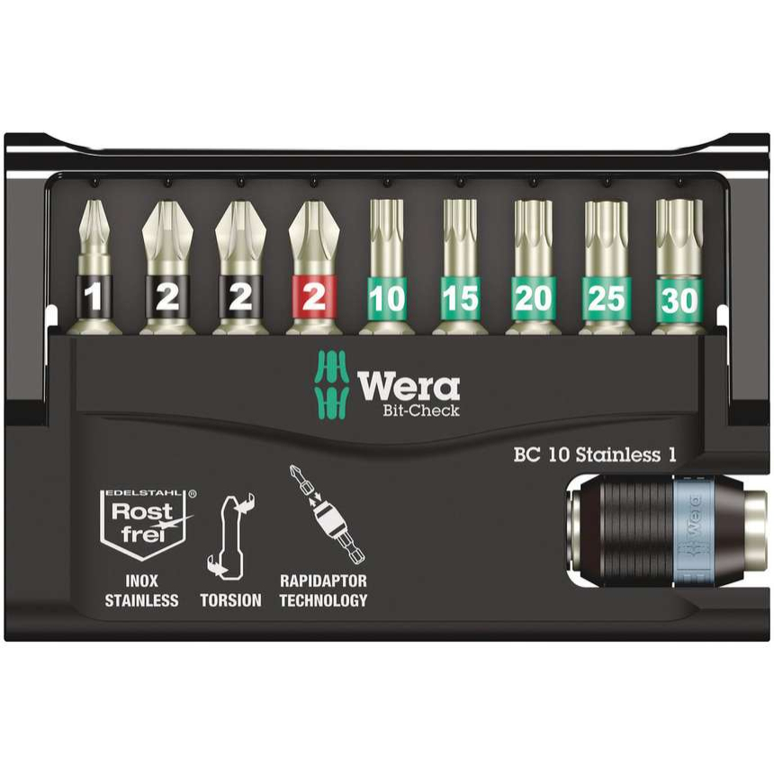 Wera 073630 Nerezové bity 1/4" Bit-Check 10 Stainless 1 SB (Sada 10 dílů) 05073630001