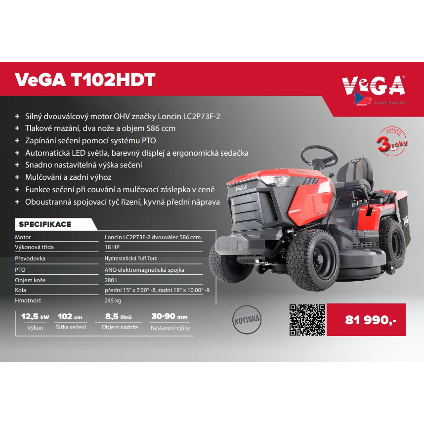 Zahradní traktor VeGA T102HDT Náhled