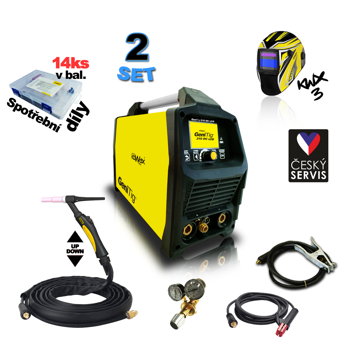 Levně KOWAX GeniTig 210DC LCD SET2 KWXSTGT210DC_S02A