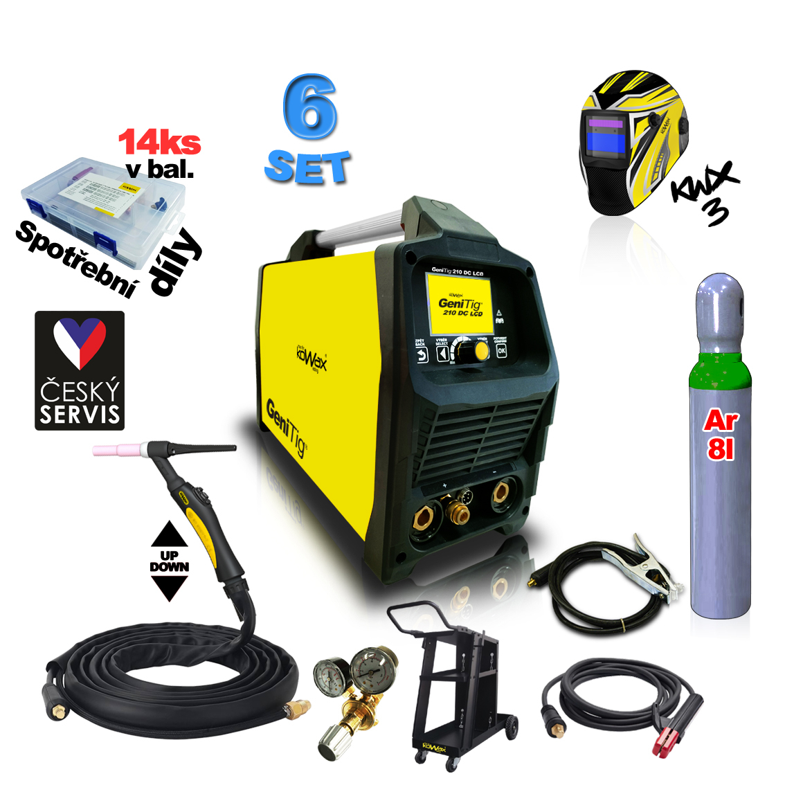 Levně KOWAX GeniTig 210DC LCD SET6 KWXSTGT210DC_S06B