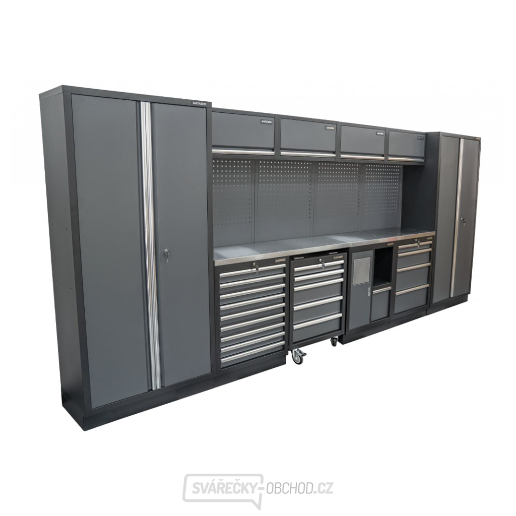 AKČNÍ SET Sestava 10 ks dílenského nábytku SET-CA01076 s nerezovou pracovní deskou MB-TGW26S a MB-TGW80S