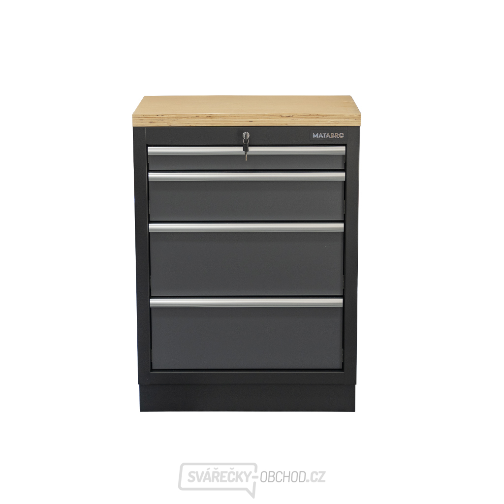 Dílenská skříňka s dřevěnou pracovní deskou Matabro SET-CA01058 | 4 šuplíky | 680x465x950 mm