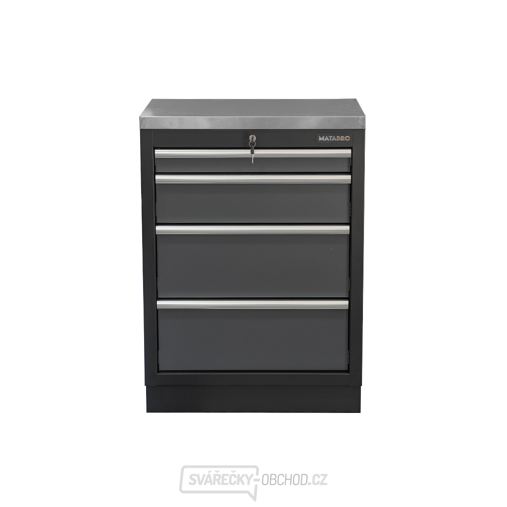 Dílenská skříňka s nerezovou pracovní deskou Matabro SET-CA01059 | 4 šuplíky | 680x465x950 mm