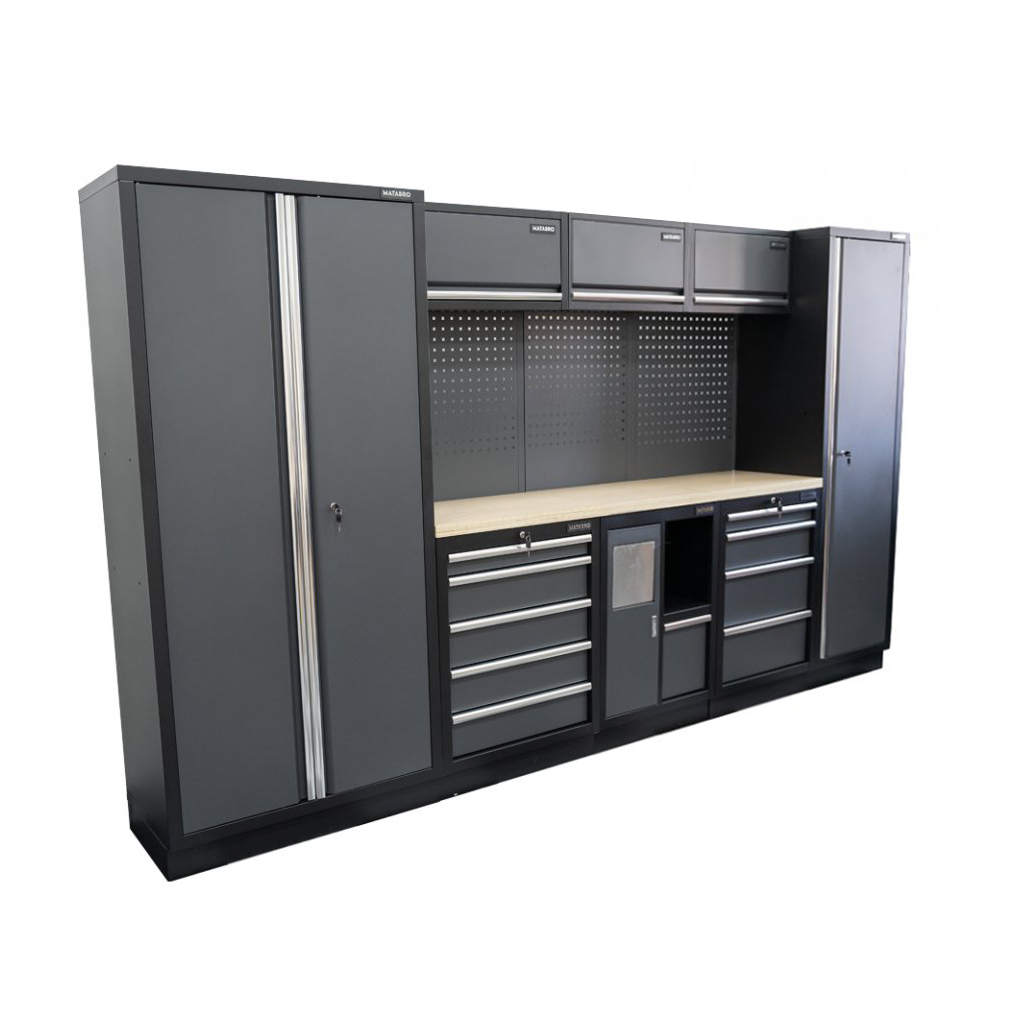 Levně AKČNÍ SET Sestava 8 ks dílenského nábytku SET-CA01071 s dřevěnou pracovní deskou MB-TGW80 SET-CA01071