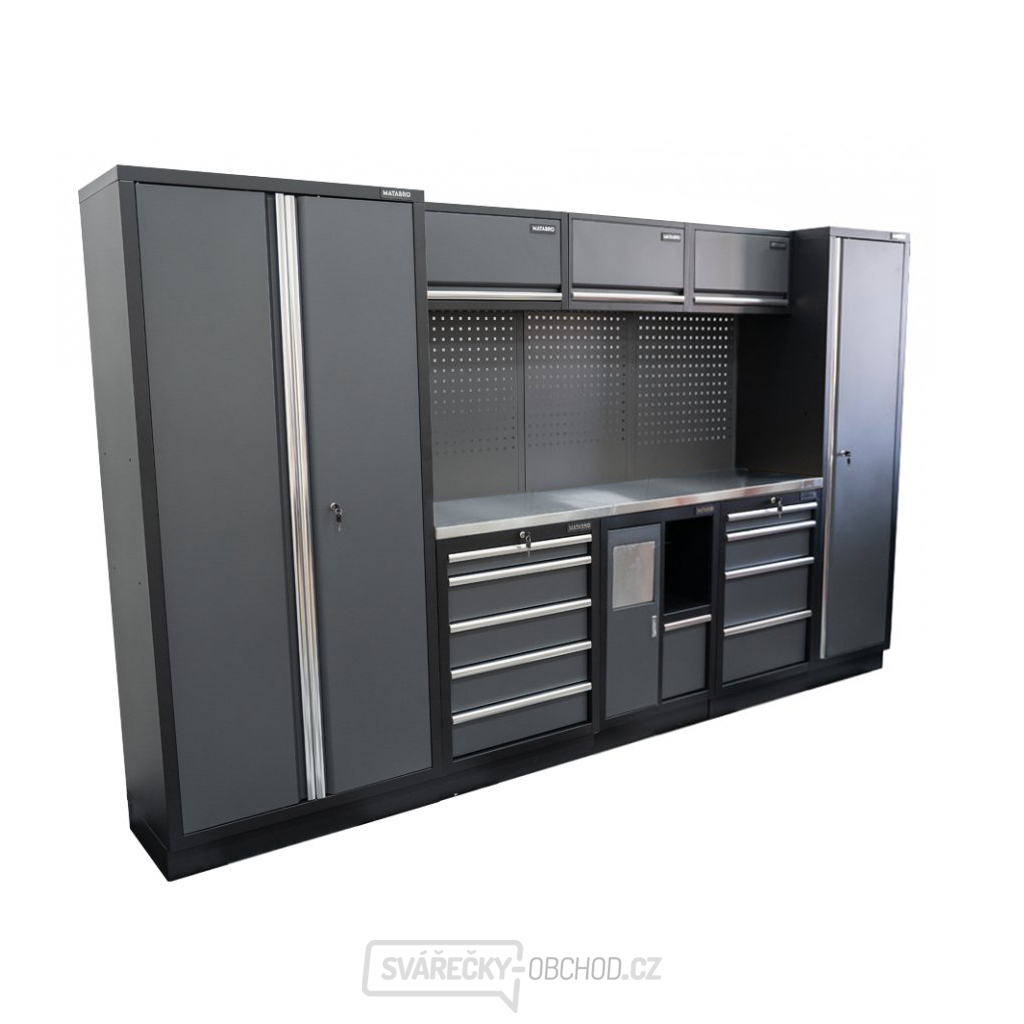 AKČNÍ SET Sestava 8 ks dílenského nábytku SET-CA01072 s nerezovou pracovní deskou MB-TGW80S