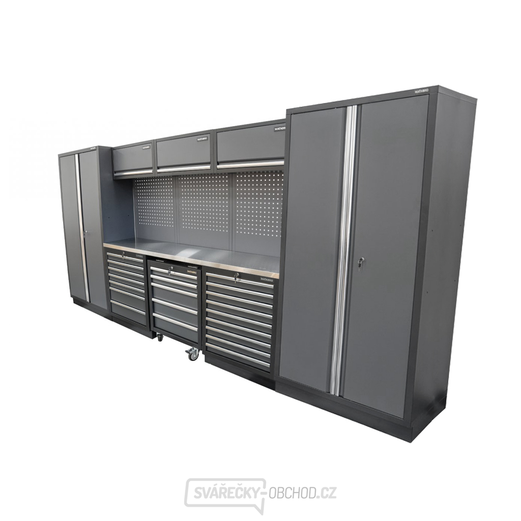 AKČNÍ SET Sestava 8 ks dílenského nábytku SET-CA01077 s nerezovou pracovní deskou MB-TGW80S